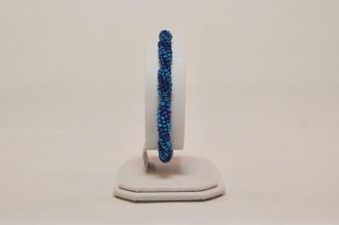Blues Rectangular Twisting Double Spiral Beaded Kumihimo Bracelet